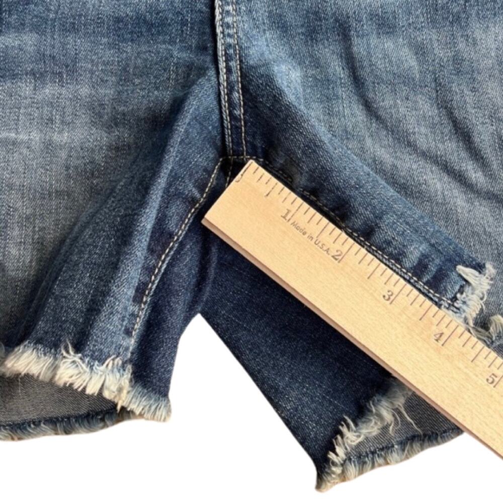 Seven7 Medium Wash Blue Denim Raw Hem Boyfriend Relaxed Jean Shorts Sz 12 - Picture 8 of 10